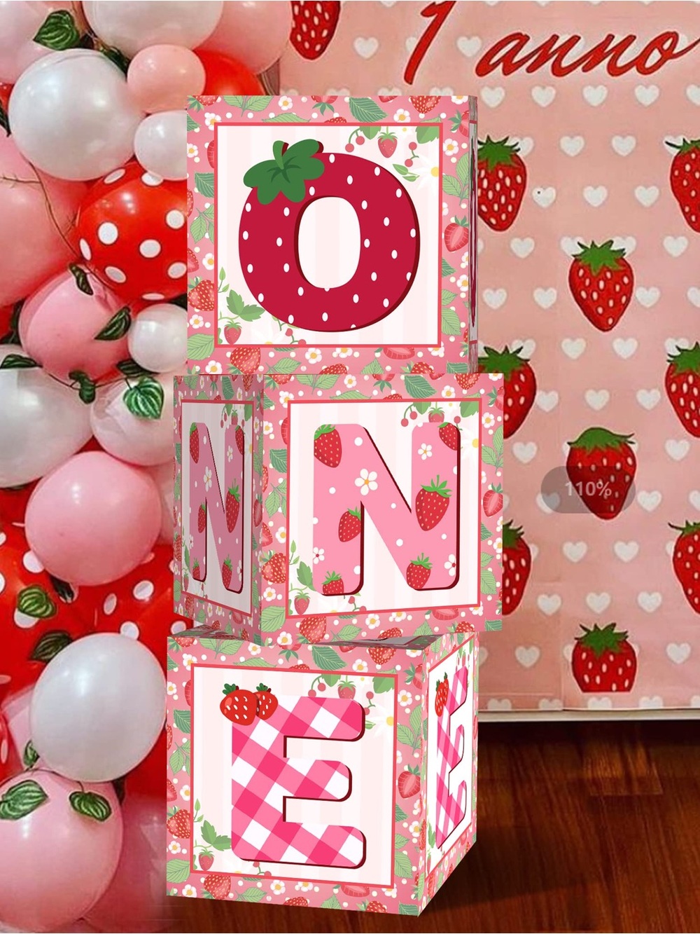 Strawberry Theme Stacking Decorative Block Boxes Party Decor New in Package